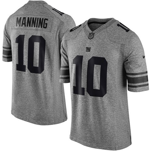 Men's Limited Eli Manning Nike Jersey Gray - #10 Gridiron NFL New York Giants